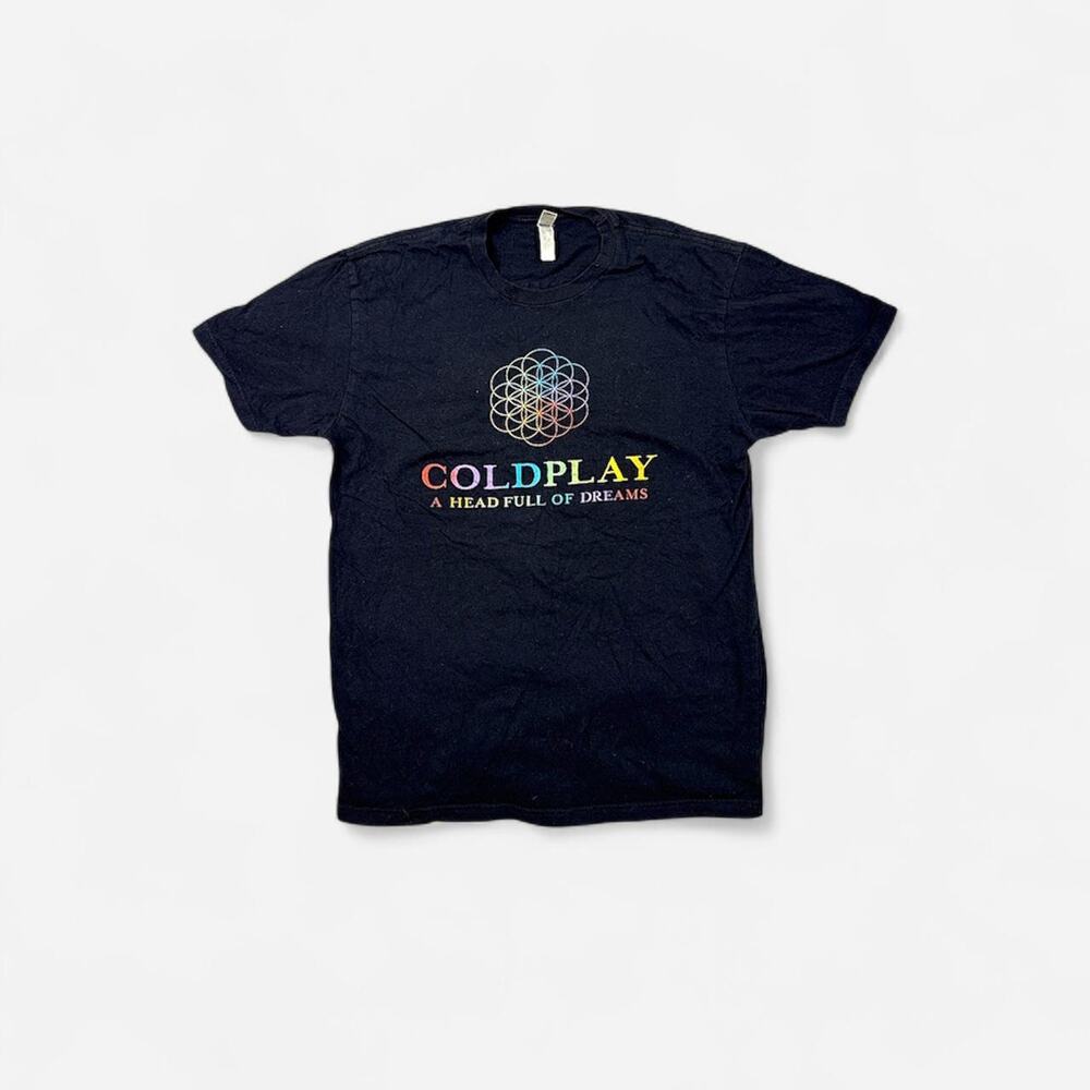 Coldplay concert tour black cotton T-shirt graphic  - fits like S/M